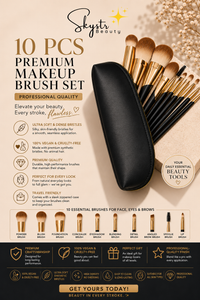 10-Piece Premium Makeup Brush Set with Elegant Travel Bag
