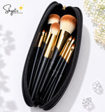 10-Piece Premium Makeup Brush Set with Elegant Travel Bag