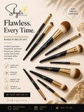 10-Piece Premium Makeup Brush Set with Elegant Travel Bag